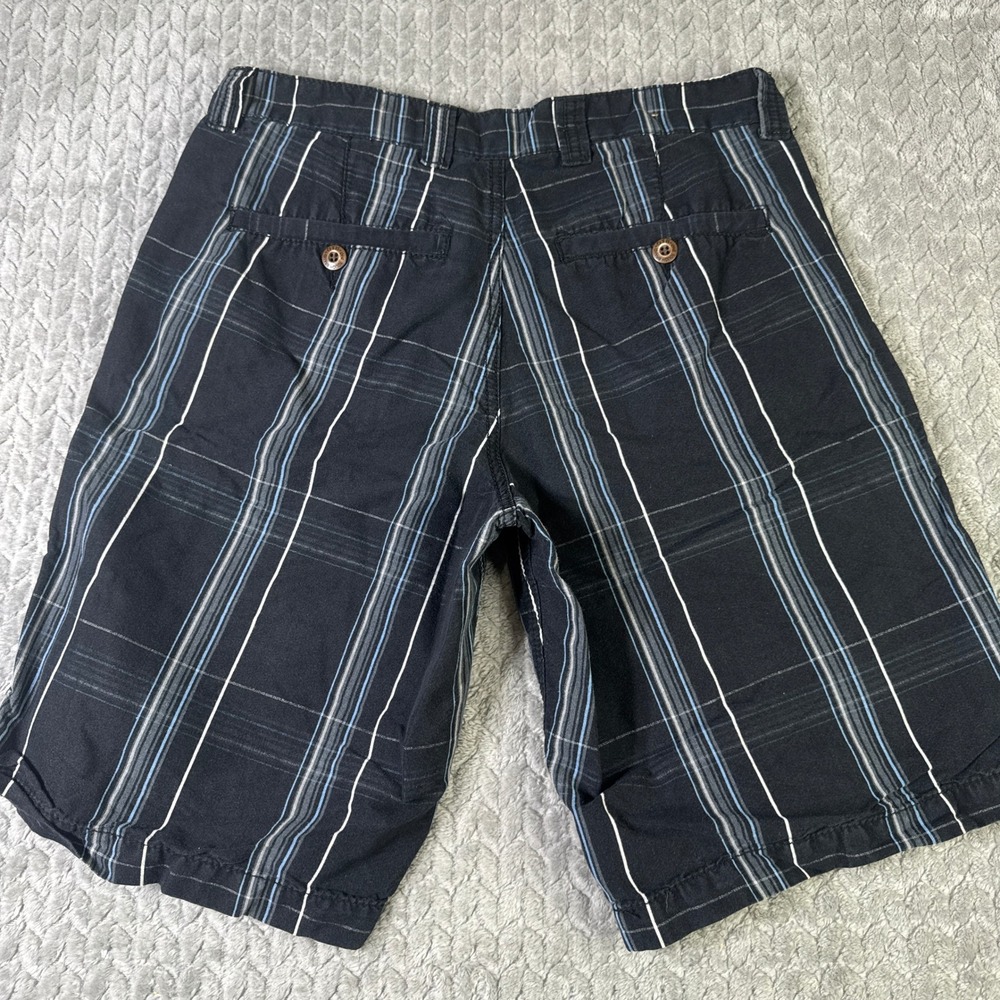 OTB Mens 32 Black White/Blue Striped Casual Flat Front Casual Dress Shorts - Picture 5 of 10